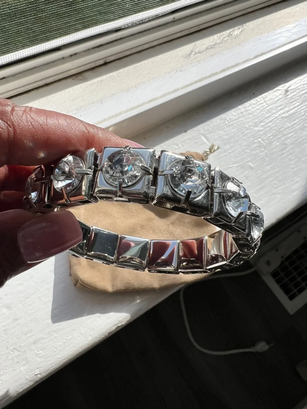 Silver Crystal Bracelet - Clear Stones - Picture 6 of 10